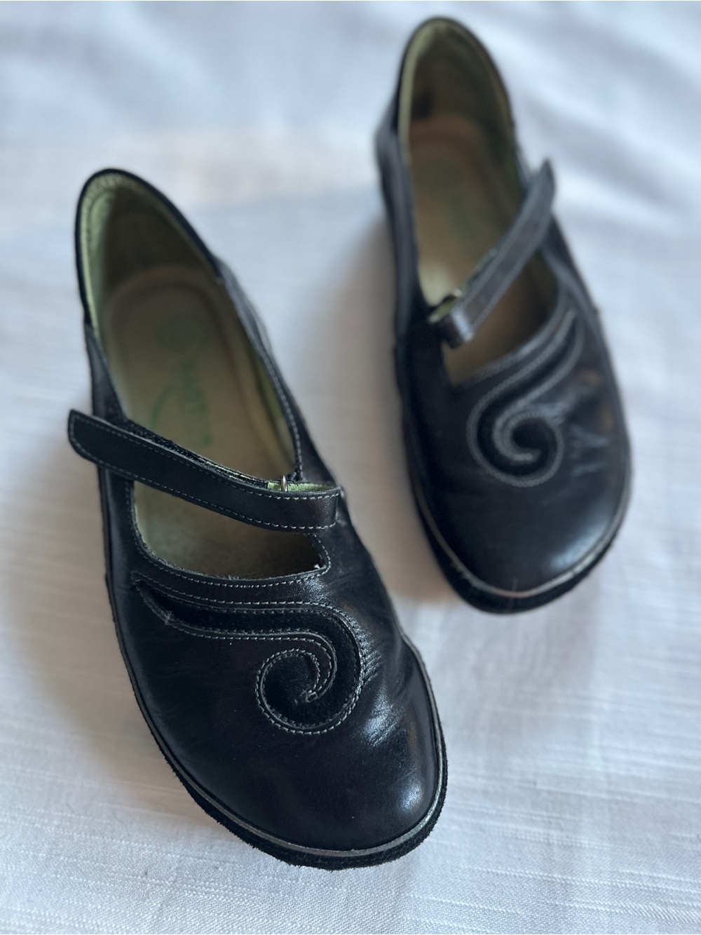 NAOT Matai Black Leather & Suede Mary Jane Flats | EU 38 (US 7)